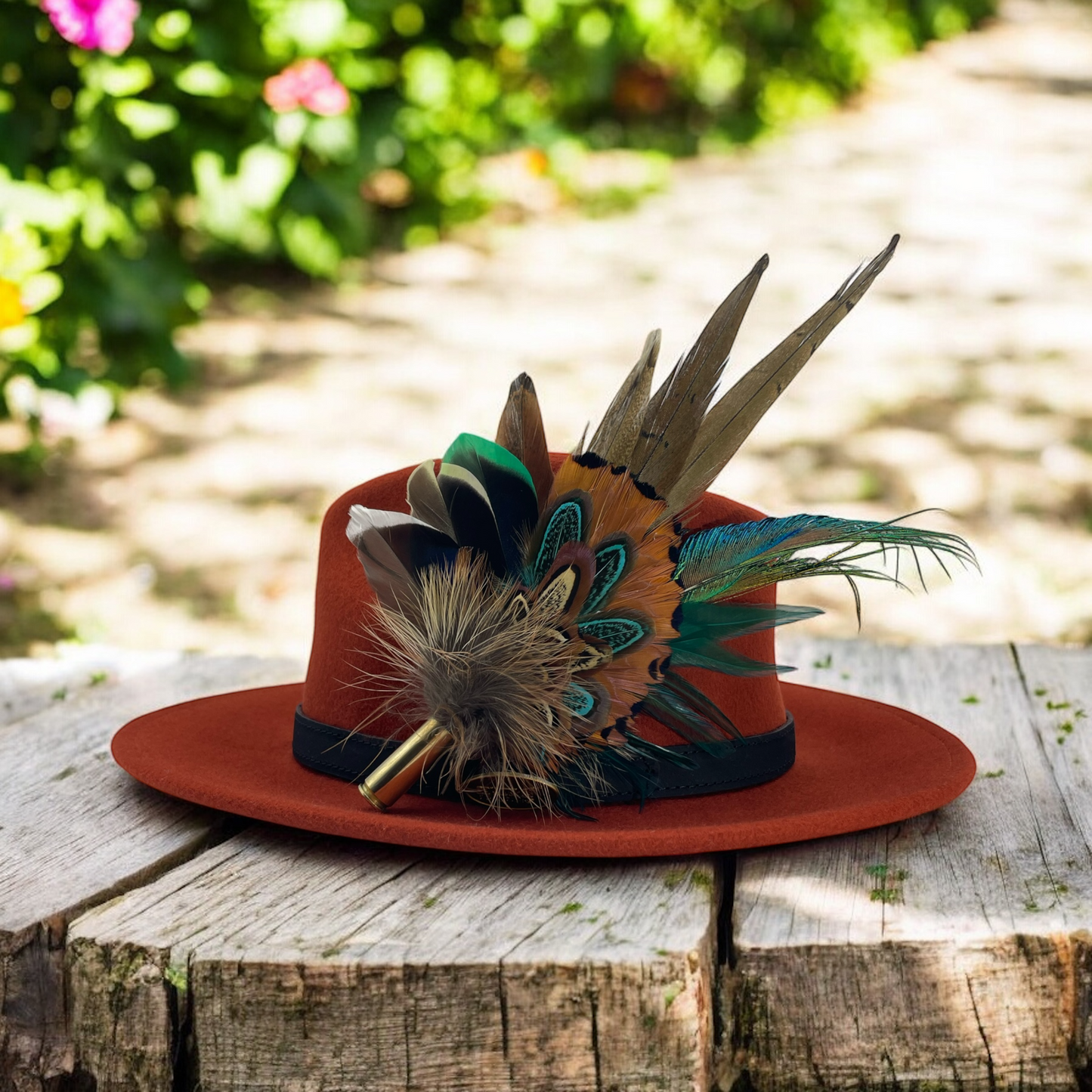 Teal & Natural Feather Hat Pin (CFP764) (