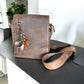Orange, White & Natural feather Hand Bag Charm (CFHC6049)