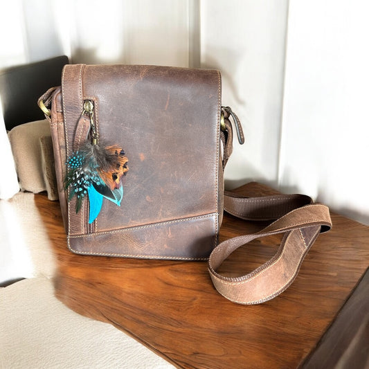 Turquoise Feather Handbag Charm (CFHC6044)