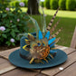Teal, gold yellow & natural Feather Hat Pin (CFP801)
