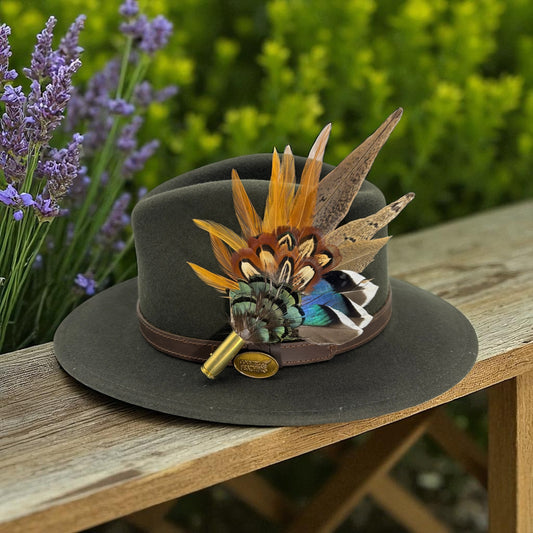 Rust, brown & natural Feather Hat Pin (CFP809)
