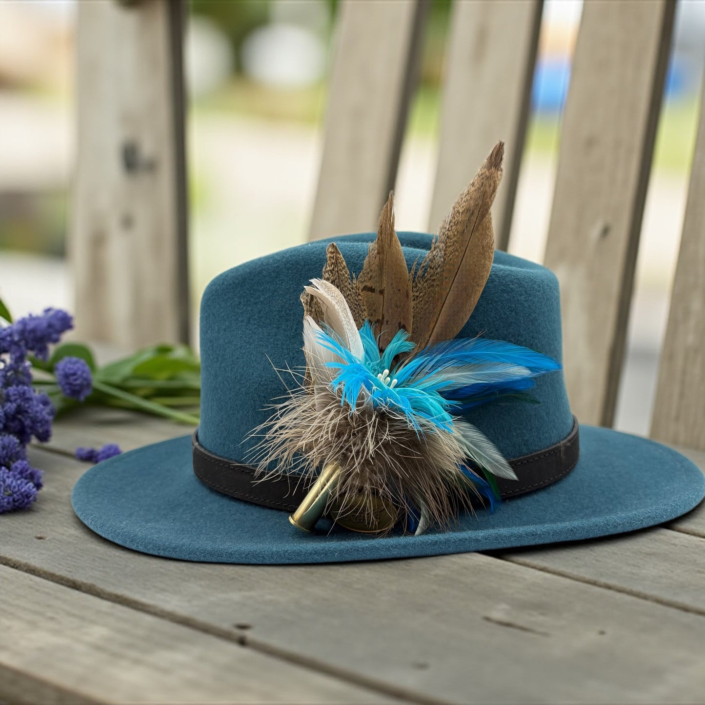 Teal and Natural Hat Pin (CFP516)