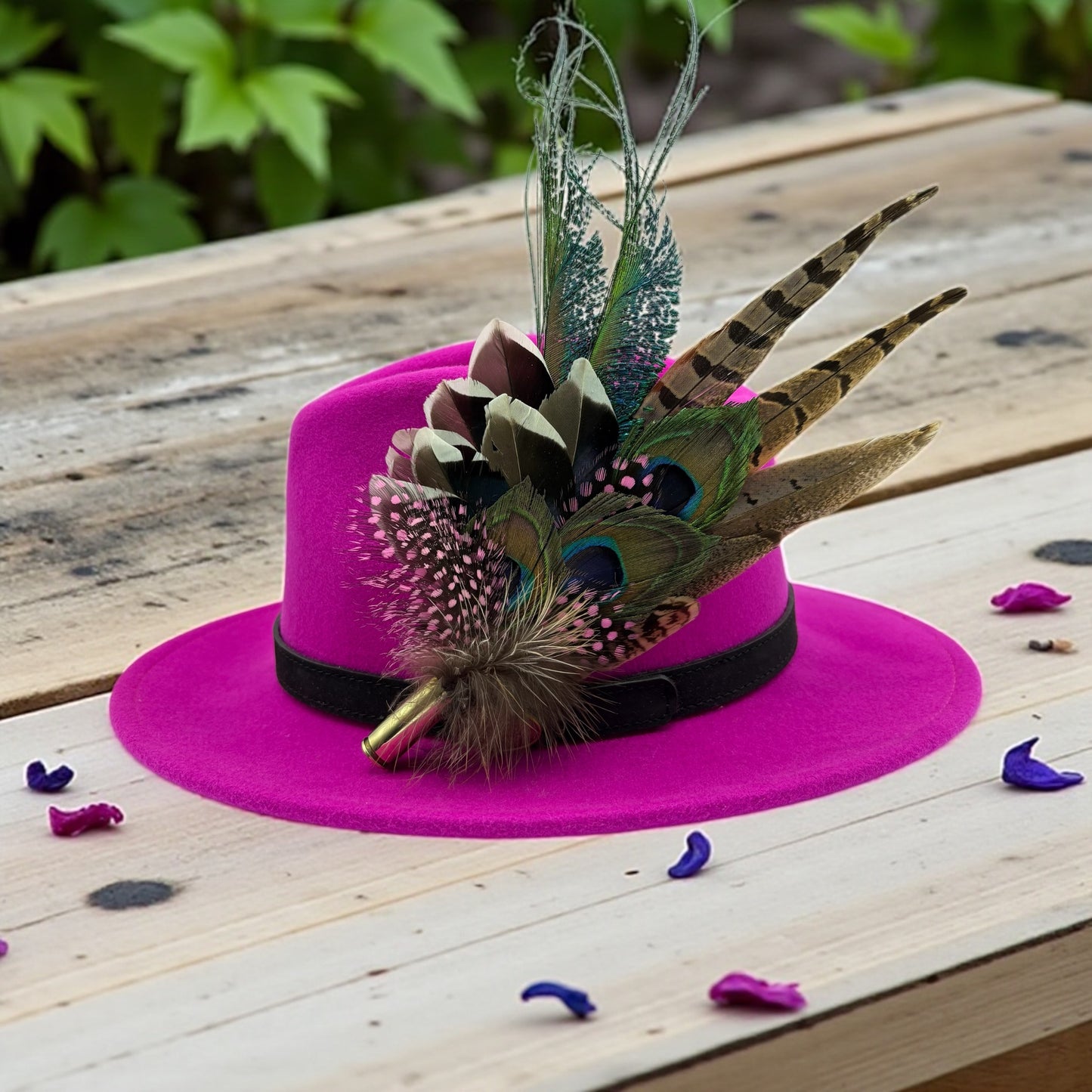 Pink, teal, blue, green an natural Feather Hat Pin (CFP685)
