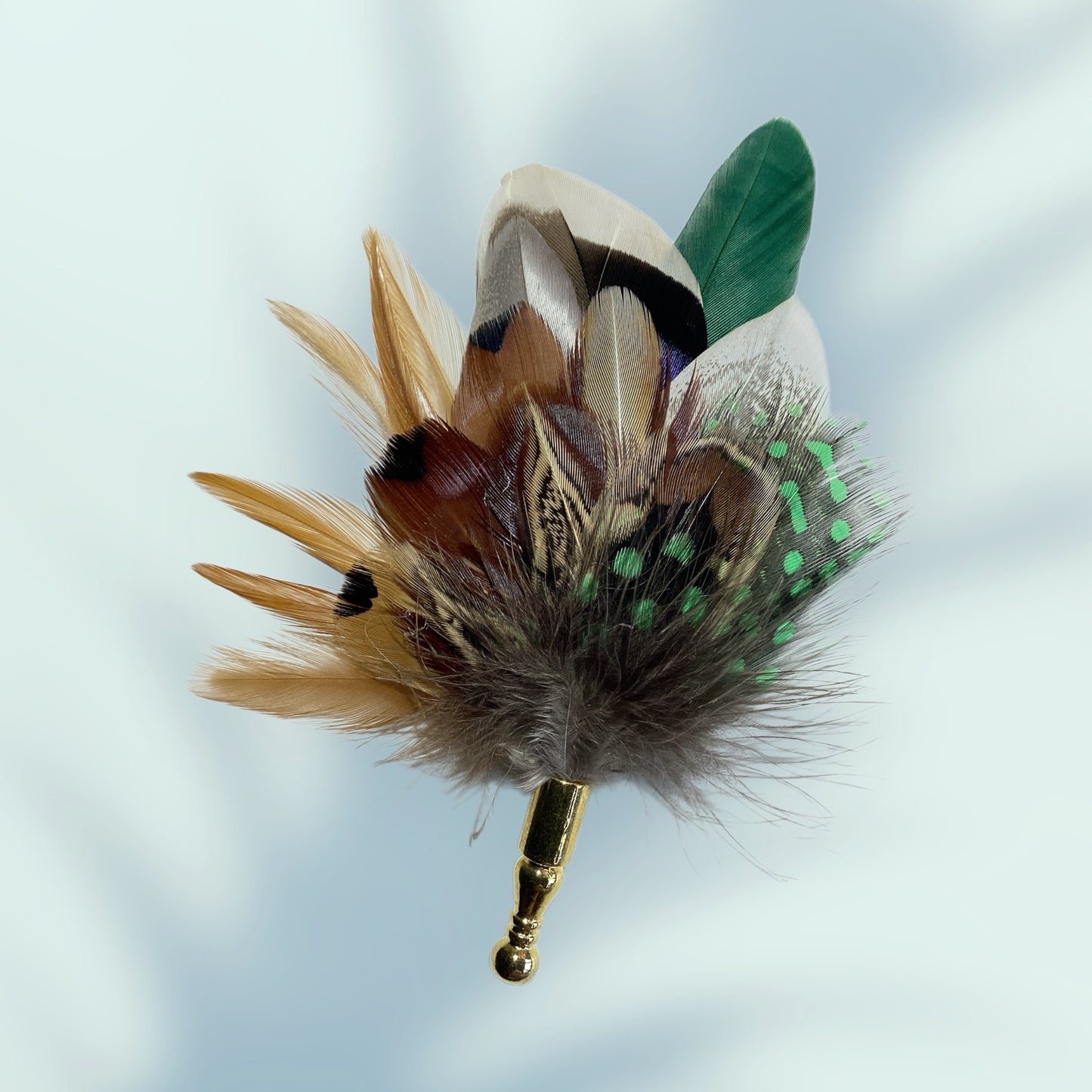 Green & Natural Feather Lapel Pin CFLP227