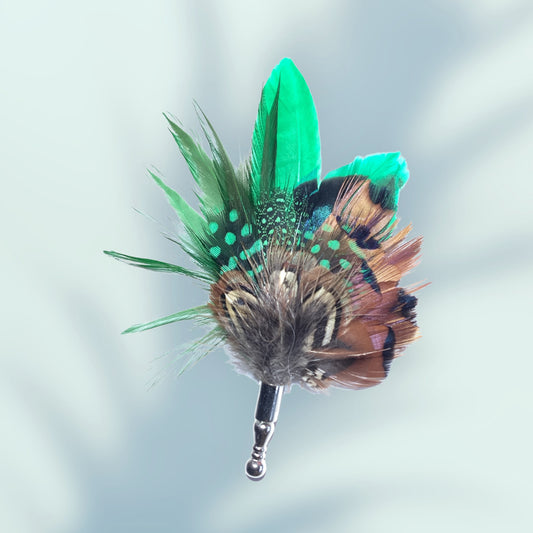 Green & Natural Feather Lapel Pin CFLP245