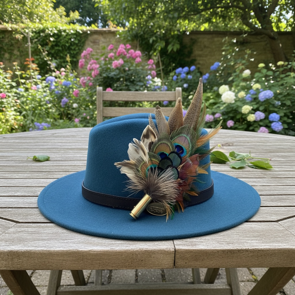 Green, Mustard and Natural Feather Hat Pin (CFP835)