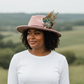 Green, Wine and Natural Feather Hat Pin CFP847