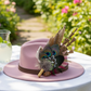 Green, Wine and Natural Feather Hat Pin CFP847