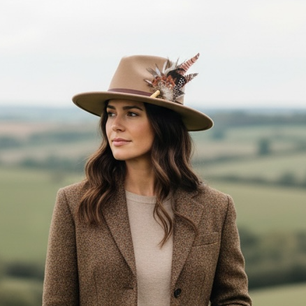 Light Pink, Black, White and Natural Feather Hat Pin CFP843
