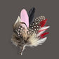 Pink, red, black, white & Natural Feather Lapel Pin CFLP261