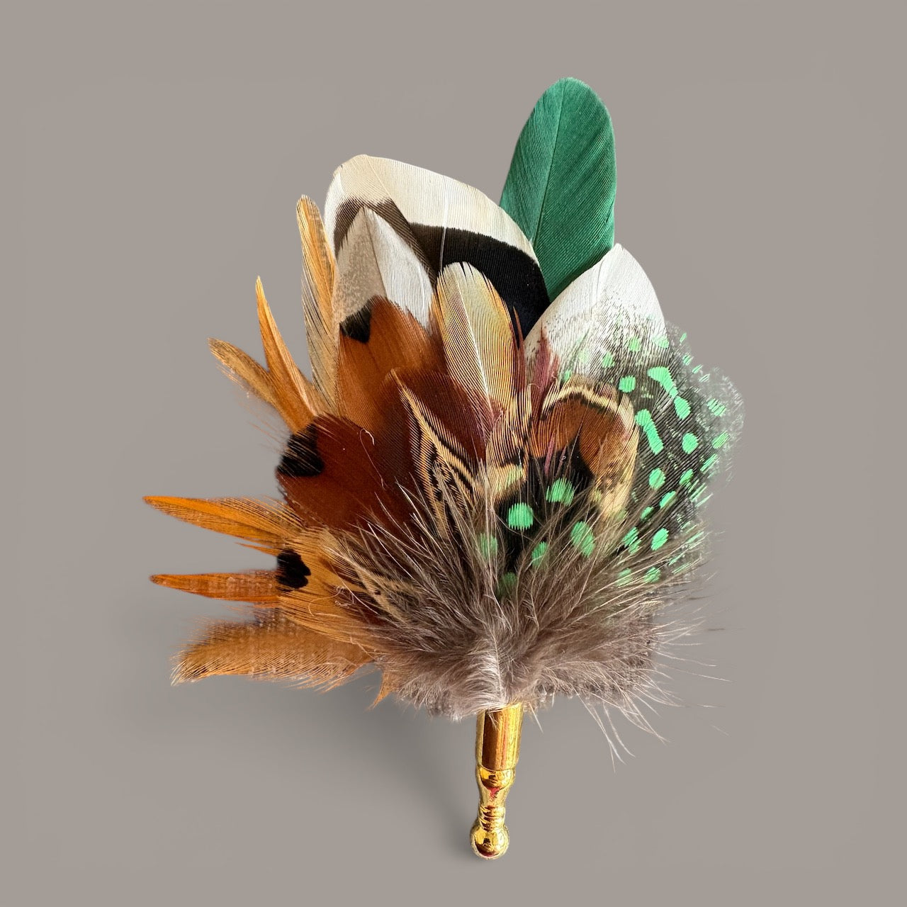 Green & Natural Feather Lapel Pin CFLP227