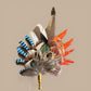 Orange, Blue  & Natural Feather Lapel Pin CFLP225