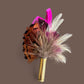 Cerise, Cream & Natural Feather Lapel Pin CFLP208