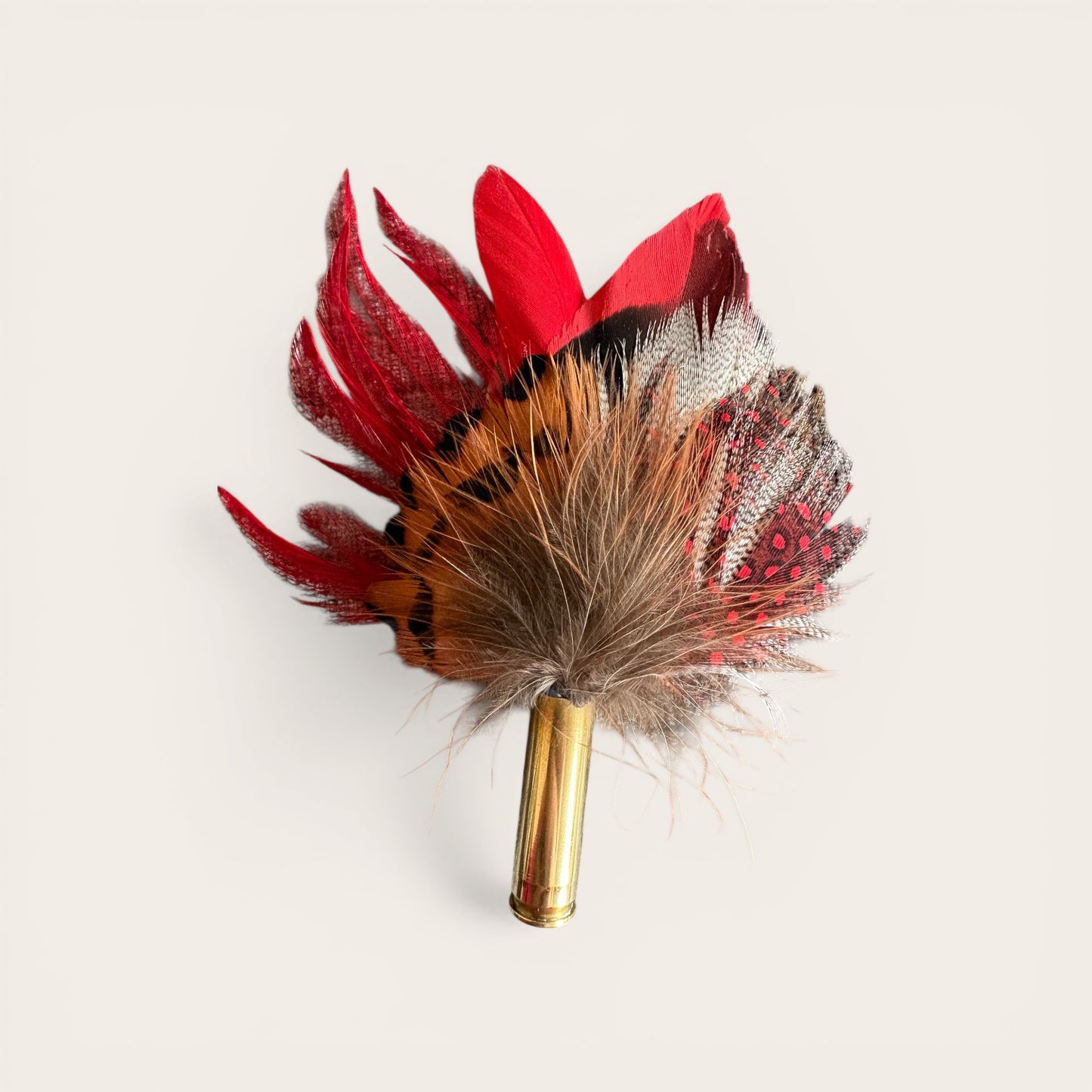 Red & Natural Feather Lapel pin CFLP207