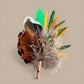 Green, gold and natural feather Lapel Pin CFLP205