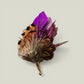 Purple & Natural Feather Lapel Pin in a Gold Clasp (CFLP188)