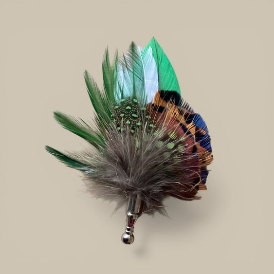 Green & Natural lapel Pin in a Silver Clasp (CFLP176)
