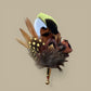 Yellow and Natural Feather Lapel Pin in a Gold Clasp (CFLP171)