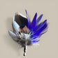 Blue & Natural Feather Lapel Pin in a Gold Clasp (CFLP067)