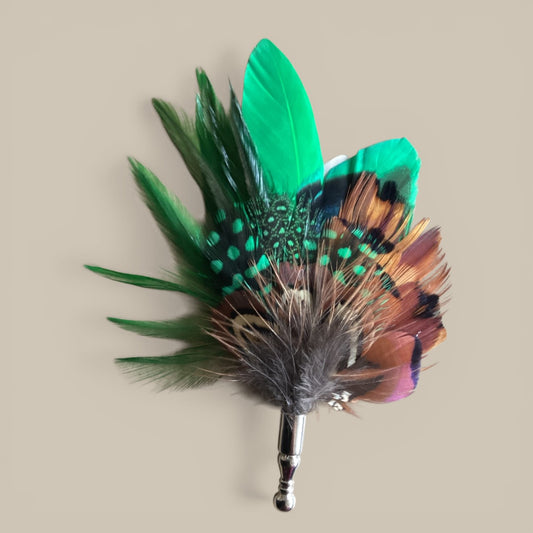 Green & Natural Feather Lapel Pin CFLP245