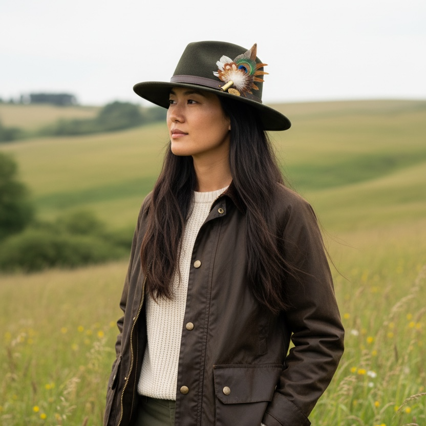 Mustard brown and Natural Feather Hat Pin (CFP828)