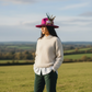 Lilac, teal and natural Feather Hat Pin (CFP559)