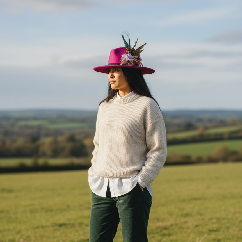 Lilac, teal and natural Feather Hat Pin (CFP559)