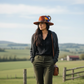 Royal blue, Orange and Natural Feather Hat Pin (CFP514)