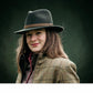 Fedora Olive Green Hat With A Brown Leather Band