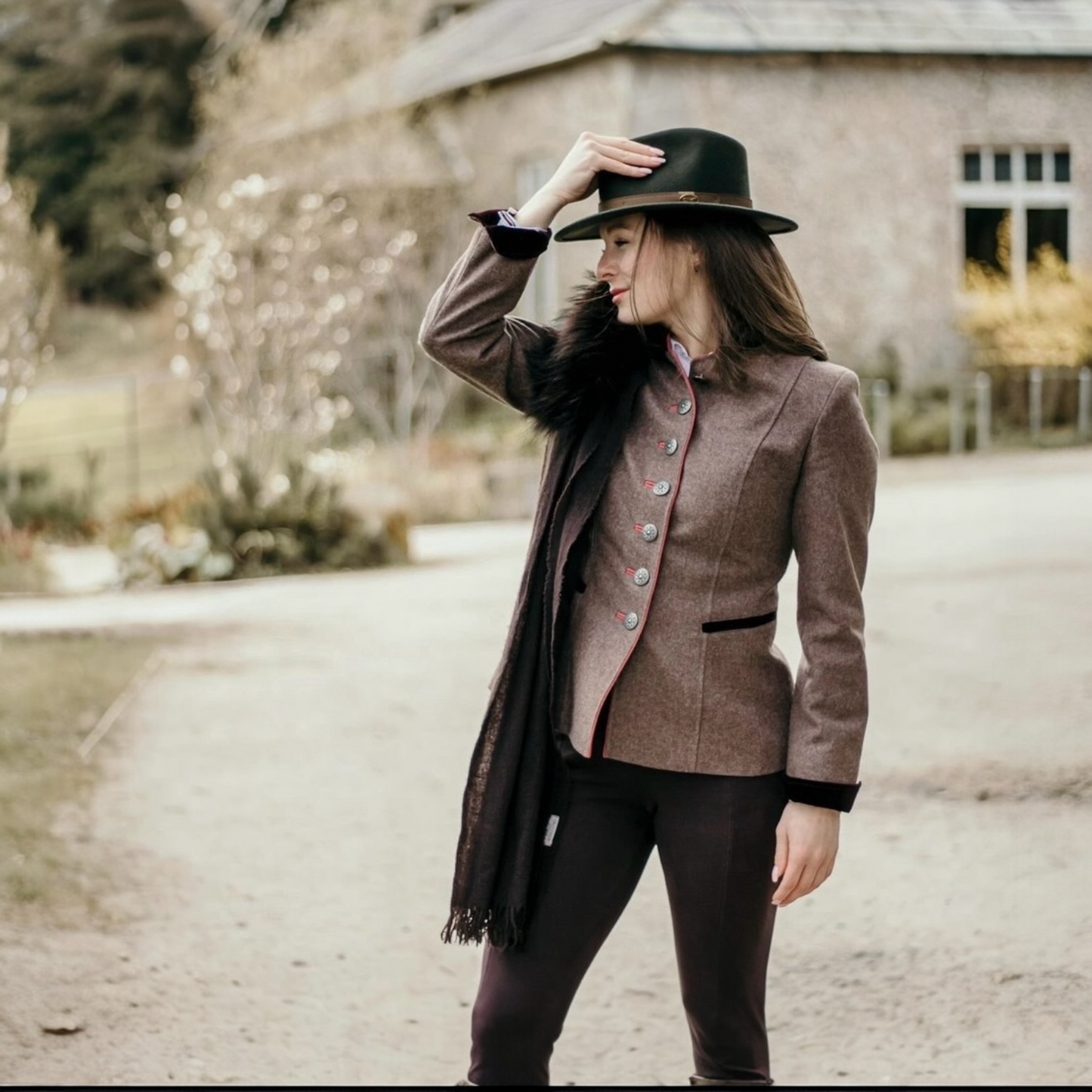 Fedora Olive Green Hat With A Brown Leather Band