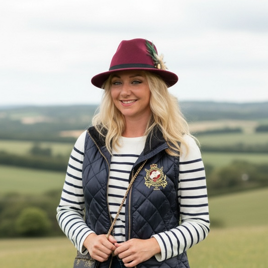 Fedora Wine Hat with Black Leather Band