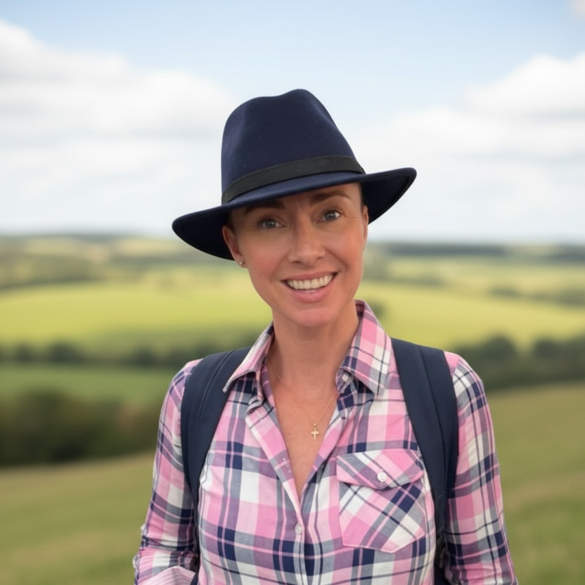 Fedora Navy Hat With Black Leather Band