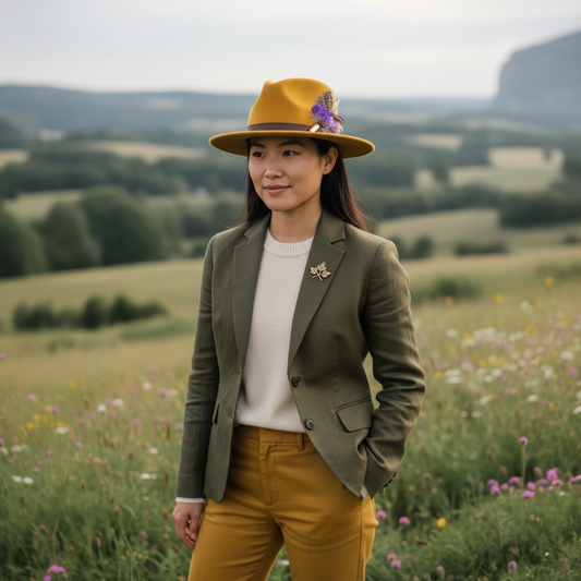 Fedora Mustard Hat With Black Leather Band