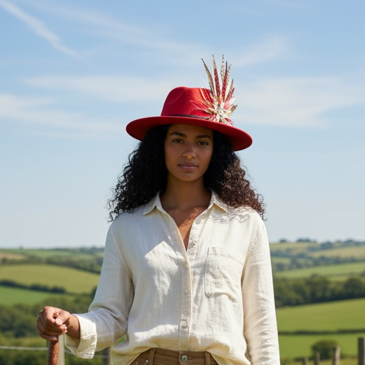 Fedora Cherry Red Hat with Black Leather Band