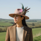 Pink, black, white & teal Feather Hat Pin (CFP805)