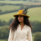 Mustard, navy, teal, green & natural Feather Hat Pin (CFP800)