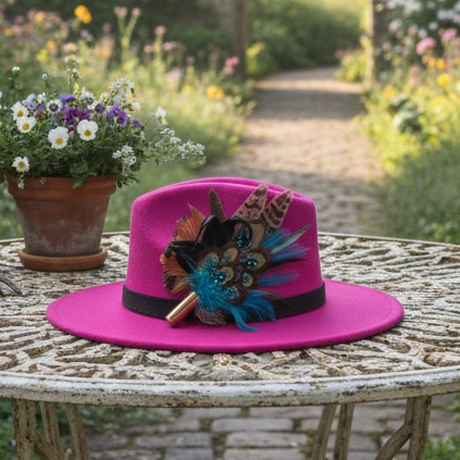Teal & Natural Feather Hat Pin CFP849