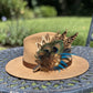Teal and Natural Feather Hat Pin CFP851