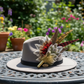 Red, Yellow and Natural Feather Hat Pin CFP856