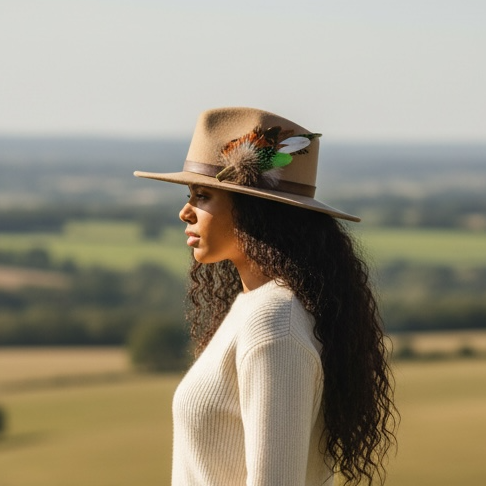 Lime Green and Natural Feather Hat Pin CFP857