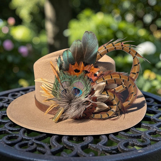 Peacock and Natural Feather Hat Pin CFP860