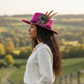 Peacock, Cerise and Light Pink Feather Hat Pin CFP867