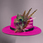 Peacock, Cerise and Light Pink Feather Hat Pin CFP867