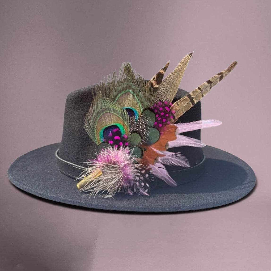 Cerise and Light Pink Feather Hat Pin CFP866