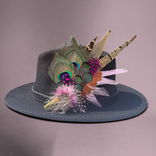 Cerise and Light Pink Feather Hat Pin CFP866
