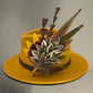 Olive green, gold, yellow & natural Feather Hat Pin (CFP806)