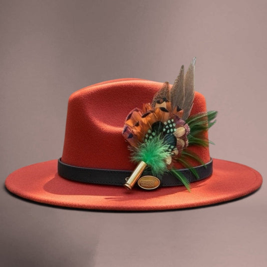 Green and Natural Feather Hat Pin CFP850