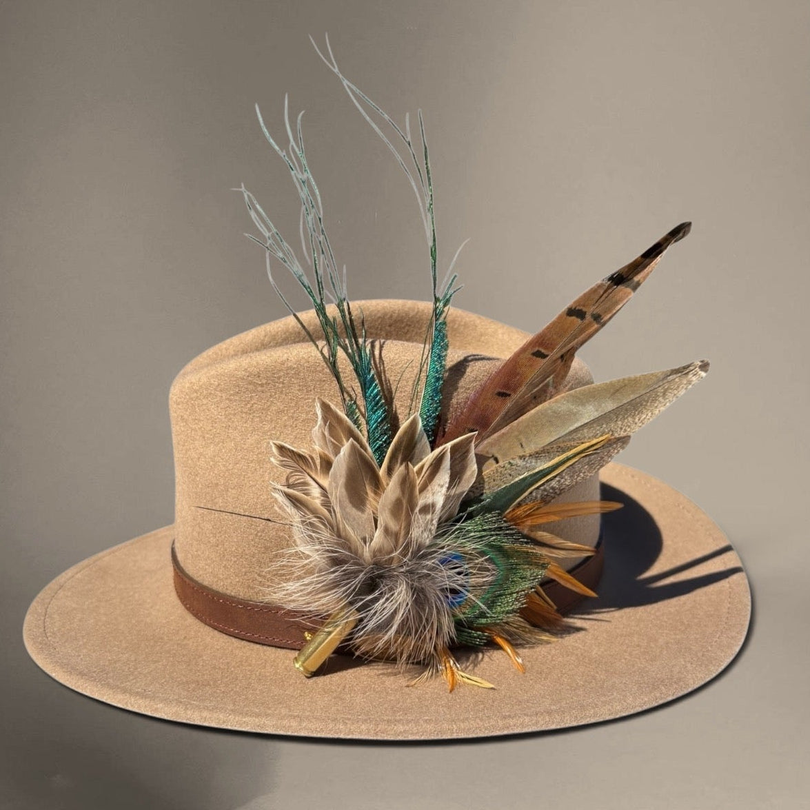 Peacock and Natural Feather Hat Pin CFP859