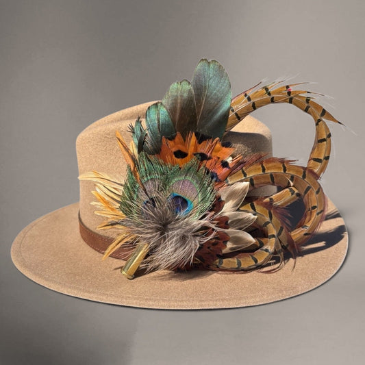 Peacock and Natural Feather Hat Pin CFP860