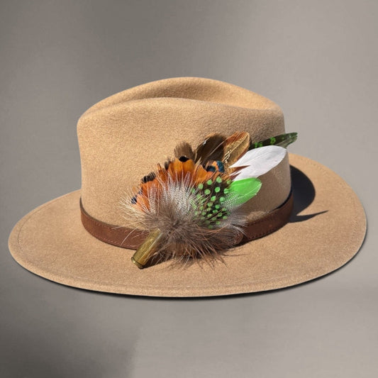 Lime Green and Natural Feather Hat Pin CFP857